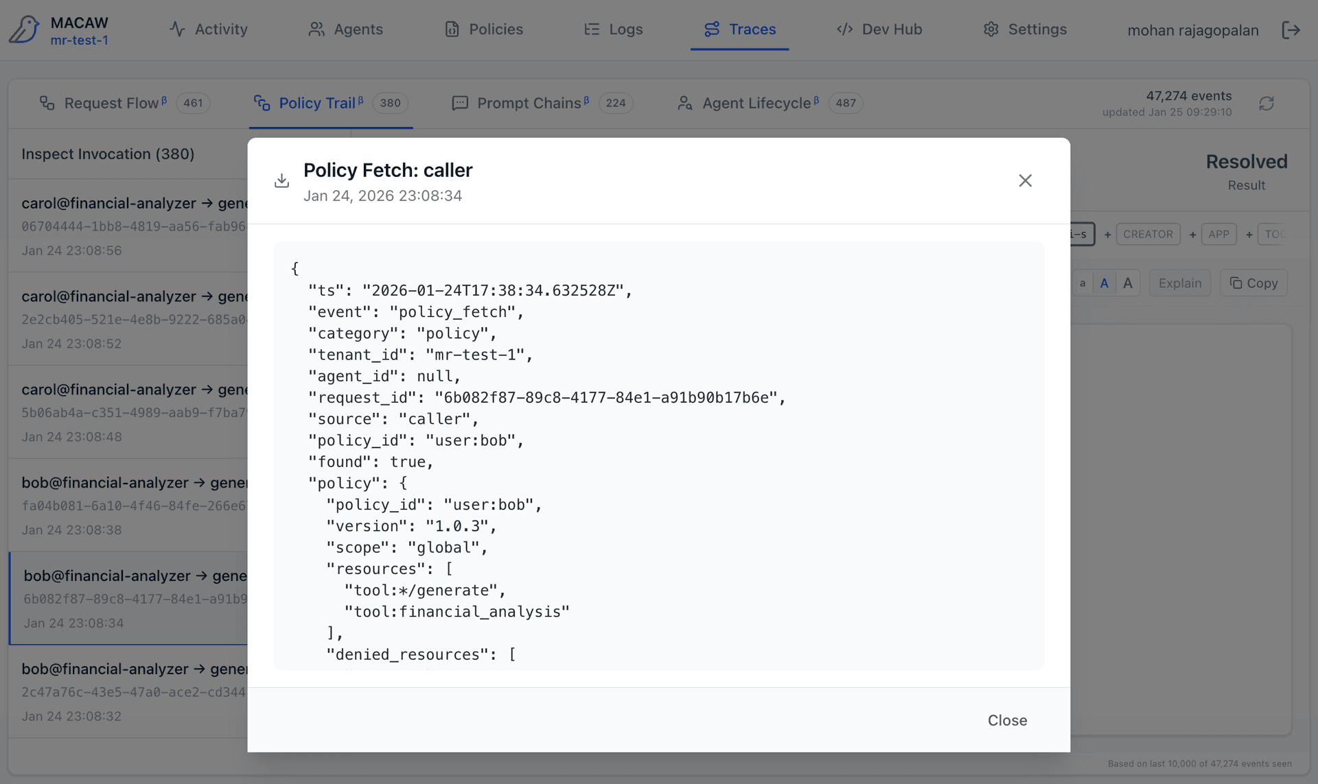 Policy Trail Details